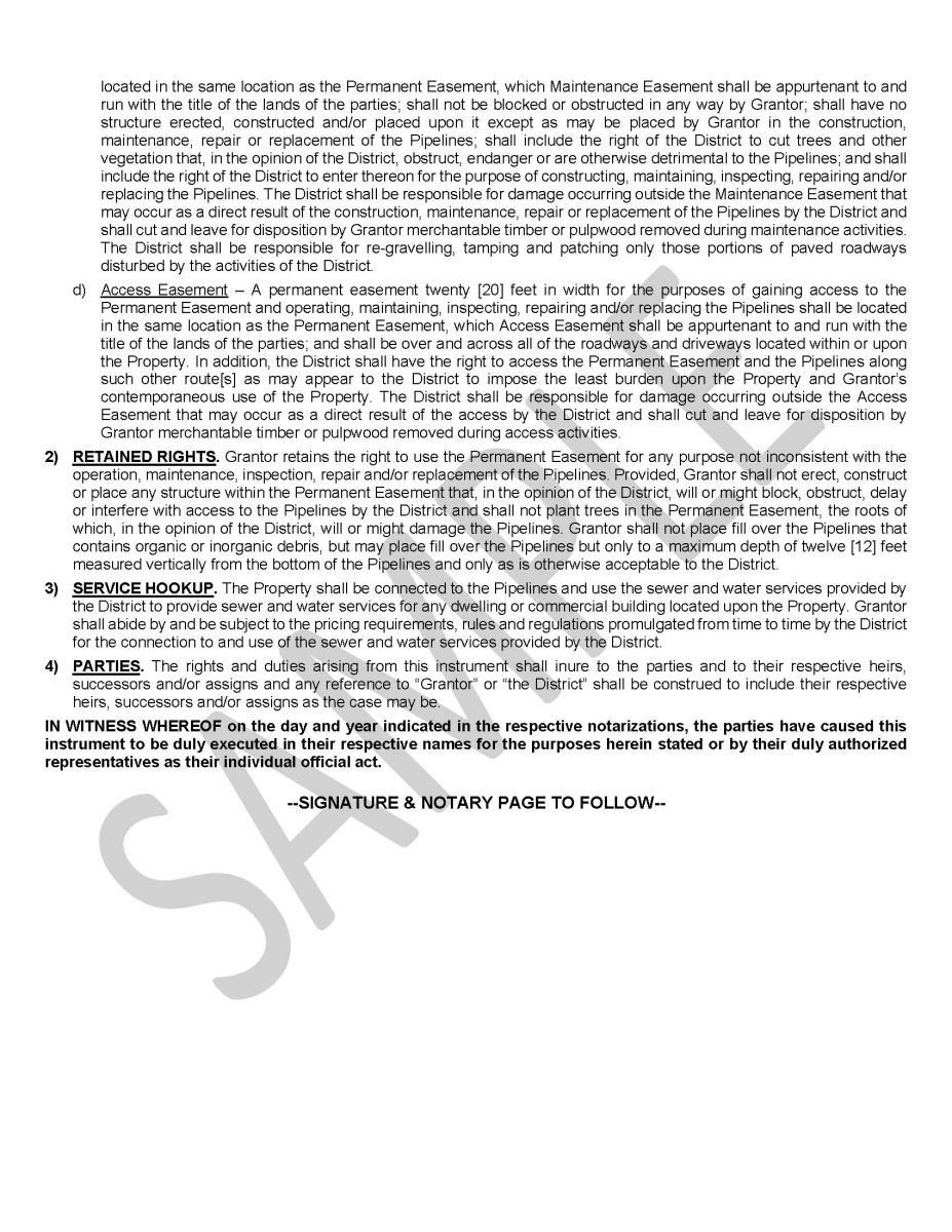 Sample Easement (page 2 of 2)